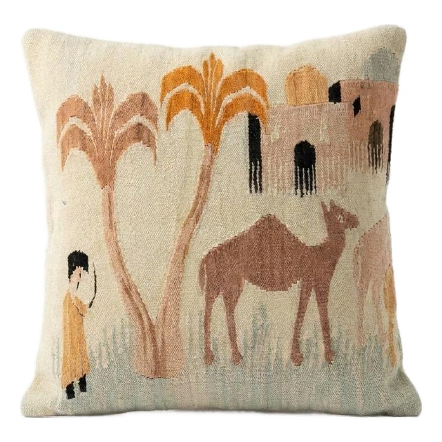 Turkish Wool Kilim Pillow Cover 24'' X 24'' For Sale