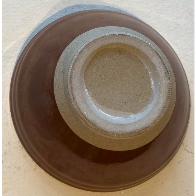 Contemporary Studio Ceramic Low Bowl With Combed Texture in Moïre For Sale - Image 3 of 3