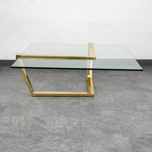 Mid Century Modern Coffee Table Square Large Brass Gold Glass 80s Vintage MCM For Sale In Sacramento - Image 6 of 12