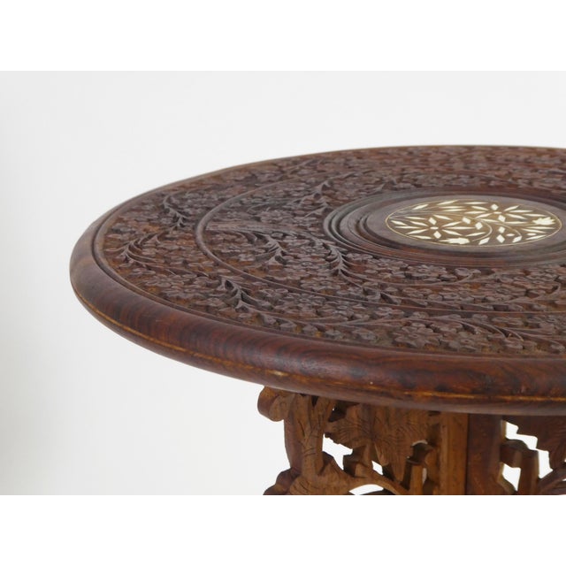 Brown Vintage Anglo-Indian Foldable Wooden Table, 1920s For Sale - Image 8 of 11