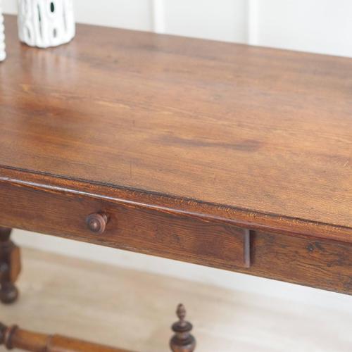 Wood Antique Writing and Dining Table with Turned Base, 1890s For Sale - Image 7 of 18