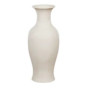 Vintage White Curved Body & Flared Neck Vase