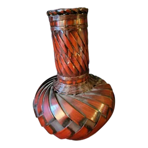 Vintage Late 20th Century Red Wicker Vase