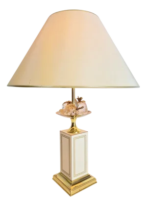 Vintage Regency Brass Crystal Fruit Table Lamp from Le Dauphin, 1970s