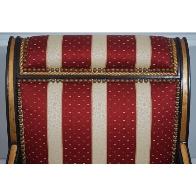 1990s Pair of Ferguson Copeland Ebony & Gold Leaf Armchairs For Sale - Image 5 of 18