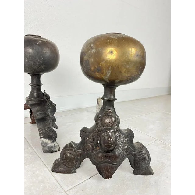Bronze Fireplace Chimney Lighters, Italy, 1940s, Set of 2 For Sale - Image 6 of 8