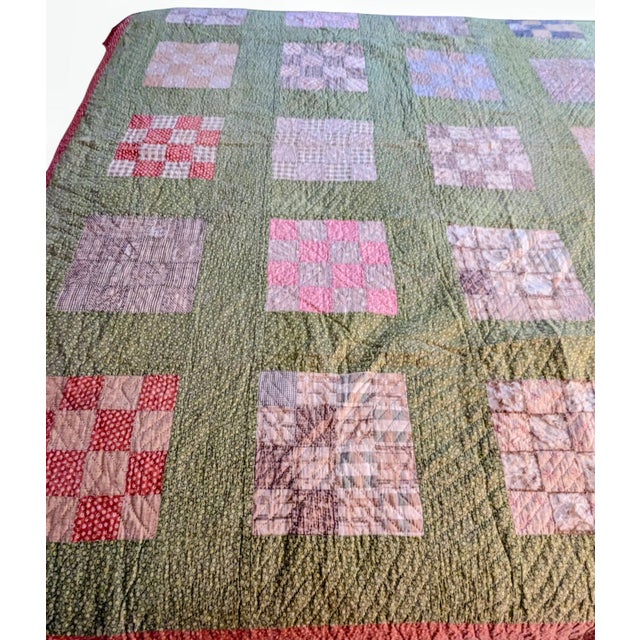 Hand-Stitched Patchwork Checkerboard Quilt For Sale - Image 10 of 10