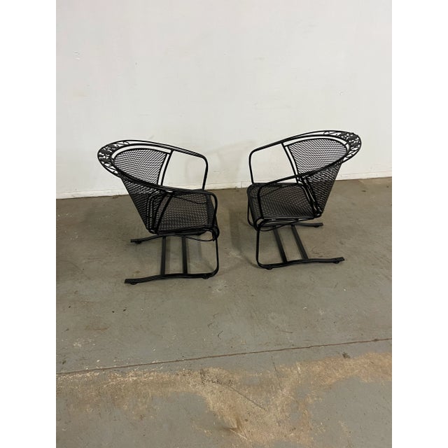 Set of 2 Mid-Century Modern Salterini Curve Back Cantilever/Springer Outdoor Arm Chairs Offered is a Vintage Mid-Century...