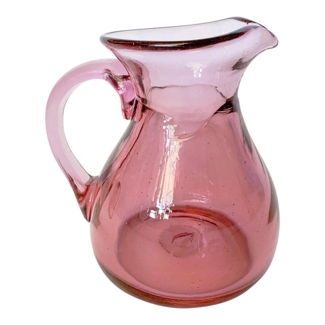 1970s Chet Cole Signed Amethyst Blown Art Glass Pitcher For Sale