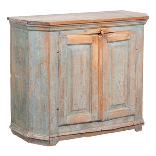 19th Century Swedish Original Blue Painted Pine Sideboard Cabinet For Sale