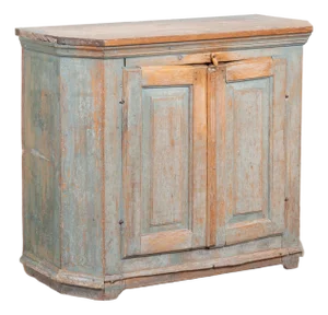 19th Century Swedish Original Blue Painted Pine Sideboard Cabinet