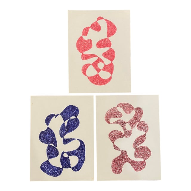 Set of Three William Glen Davis Atomic Style Drawings For Sale