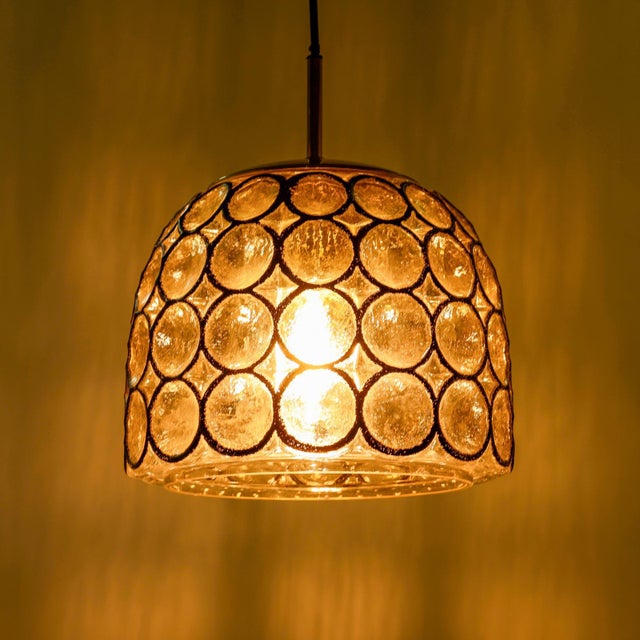 1960s Large Glass and Iron Rings Pendant from Glassworks Limburg, Germany, 1960s For Sale - Image 5 of 12
