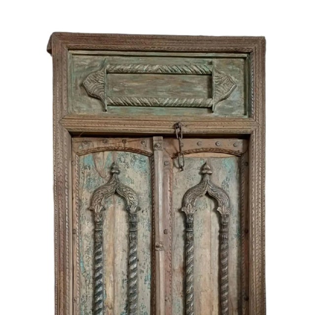 Art Deco Antique Doors Mid Century Teak Exterior Door With Frame 94.5x45.5 For Sale - Image 3 of 12