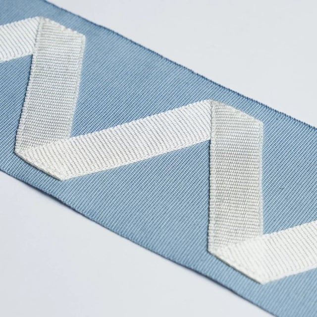 Schumacher Sample - Schumacher Legere Applique Tape in Ivory On Sky For Sale - Image 4 of 5