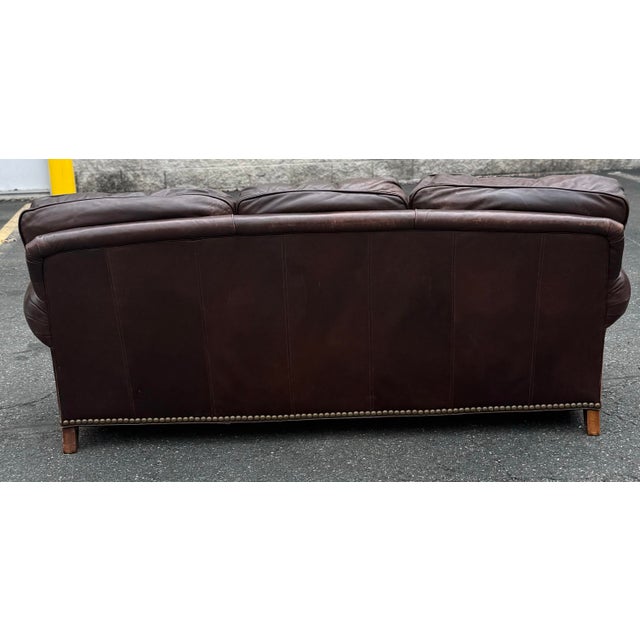 Hickory Galleries by Wesley Hall Rolled Arm Leather Sofa For Sale In New York - Image 6 of 10