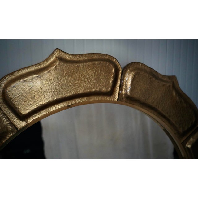 Mid-Century Modern Italian Murano Gold Art Glass and Brass Wall Mirror, 2000 For Sale - Image 3 of 11