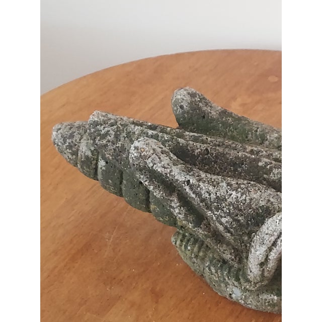 Rare Vintage Hand Carved Stone Garden Sculpture of Aztec Grasshopper For Sale - Image 9 of 12