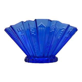 1930’s L. E. Smith Dark Blue Console Dish For Sale