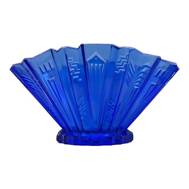 1930’s L. E. Smith Dark Blue Console Dish For Sale