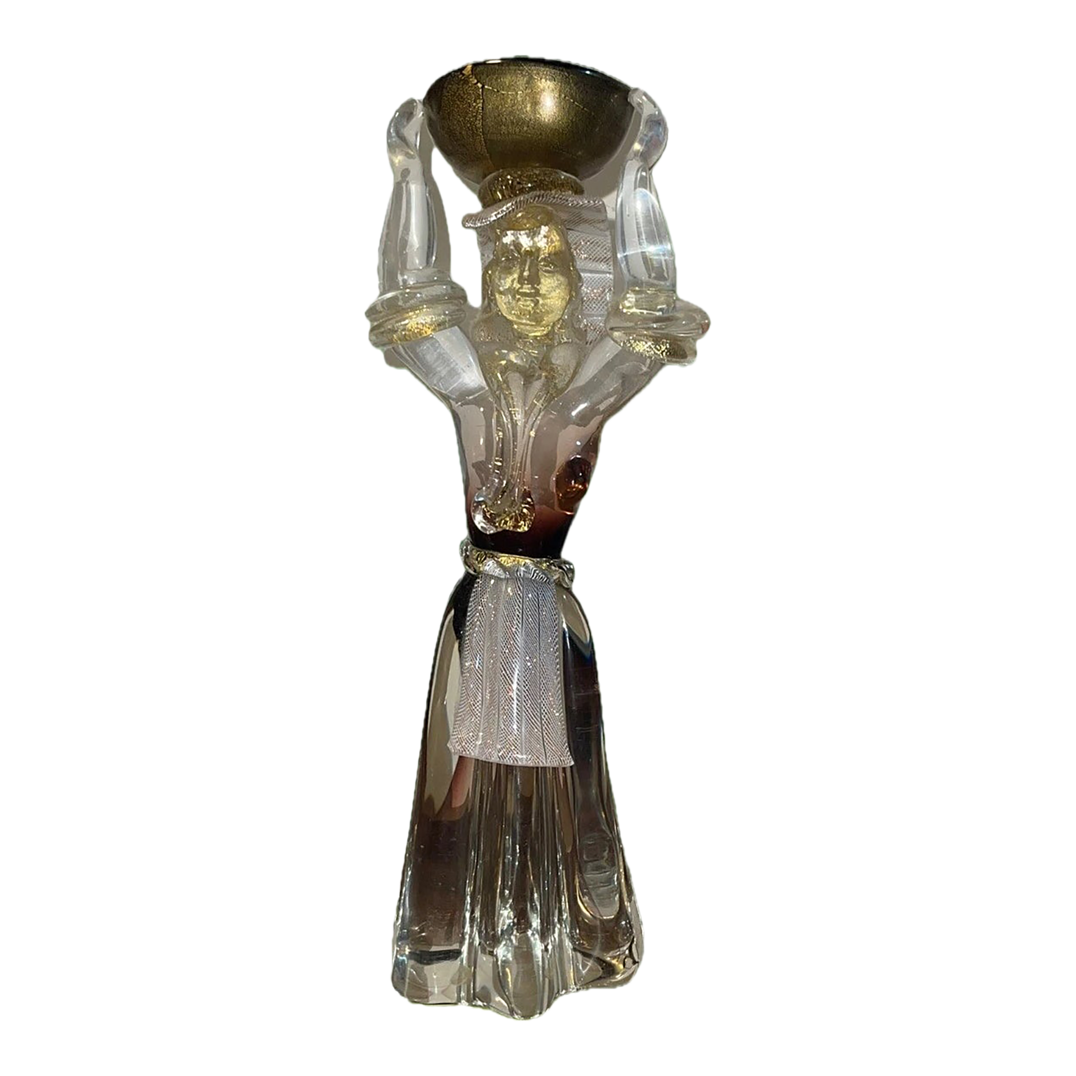 Salviati Murano Glass Sculpture – Folk Girl With Basket