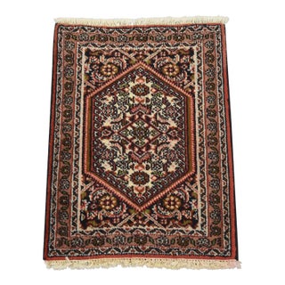 Bidjar Rug 1’5” X 1’10” Ivory Wool Vintage Traditional Hand-Knotted Carpet For Sale
