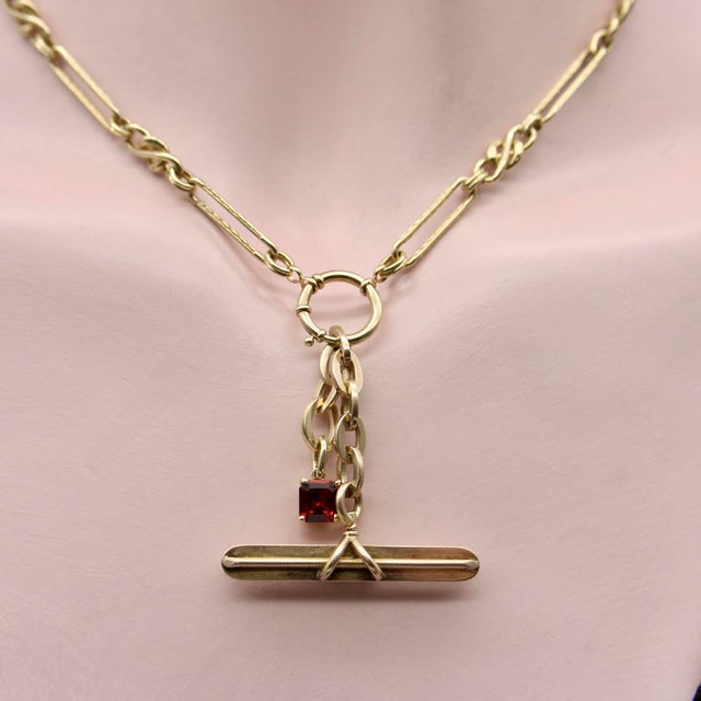 Late 19th Century 14k Gold Victorian T-Bar With Oval Chain Link Extension For Sale - Image 9 of 10