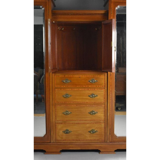 Edwardian Mahogany Triple Wardrobe, 1900 For Sale - Image 10 of 12