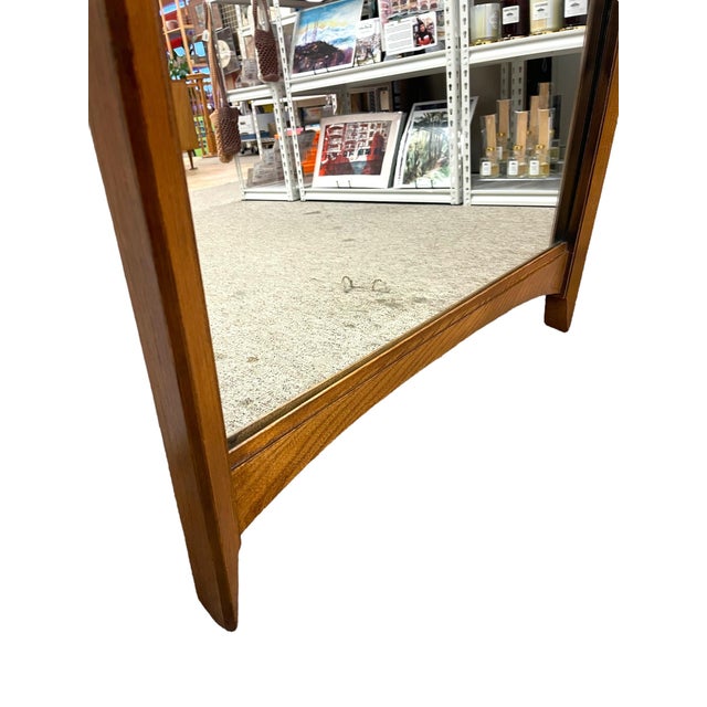 1970s Mid-Century Modern Wall Mirror With Sculpted Wood Frame For Sale - Image 5 of 8