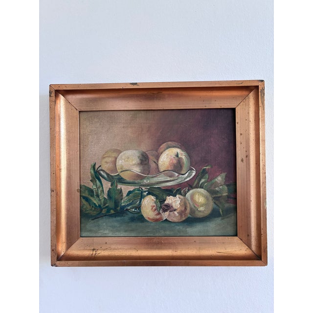 Antique Original Still Life Oil Painting, Fruit Kitchen Art For Sale - Image 4 of 14