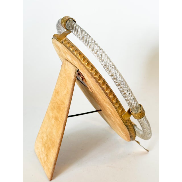 1930's Art Deco Murano Glass Twisted Rope and Brass Picture Frame, in the Style of Carlo Scarpa by Venini For Sale - Image 9 of 17