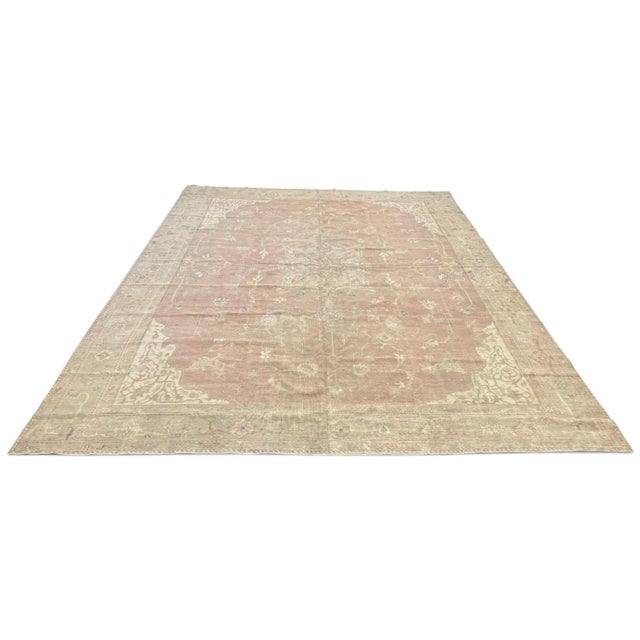 Antique Turkish Gördes Rug 11x14 | Muted Red With Ivory & Beige Floral Motifs For Sale - Image 4 of 4