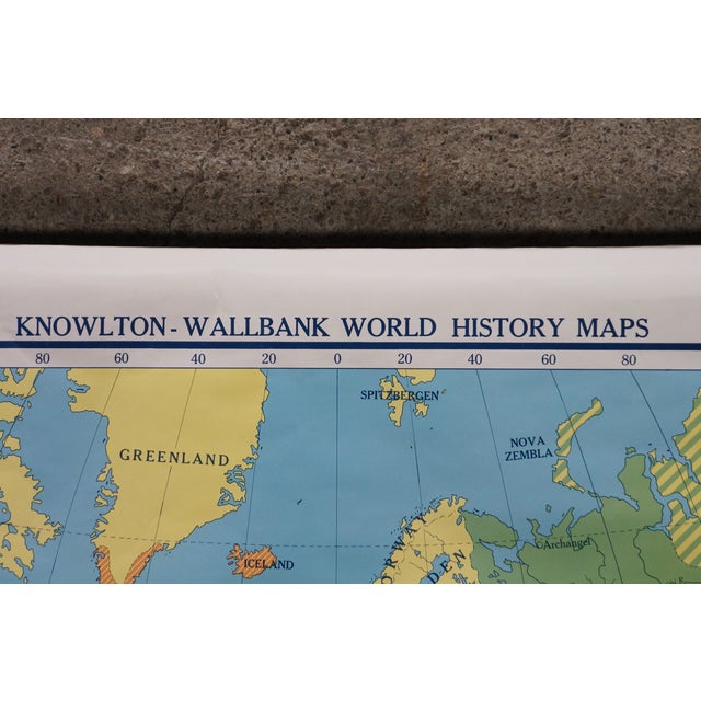 Antique Colonial Powers 1783 Historic World Wall Map a J Nystrom Pull Down 50" For Sale - Image 10 of 17