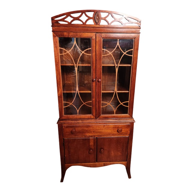 Antique 1900's Maple Georgian Style Display Cabinet For Sale
