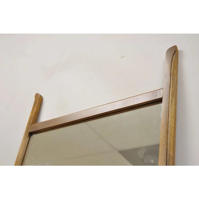 Vintage Mid Century Modern Sculpted Walnut Finial Modernist Wall Mirror For Sale - Image 4 of 11
