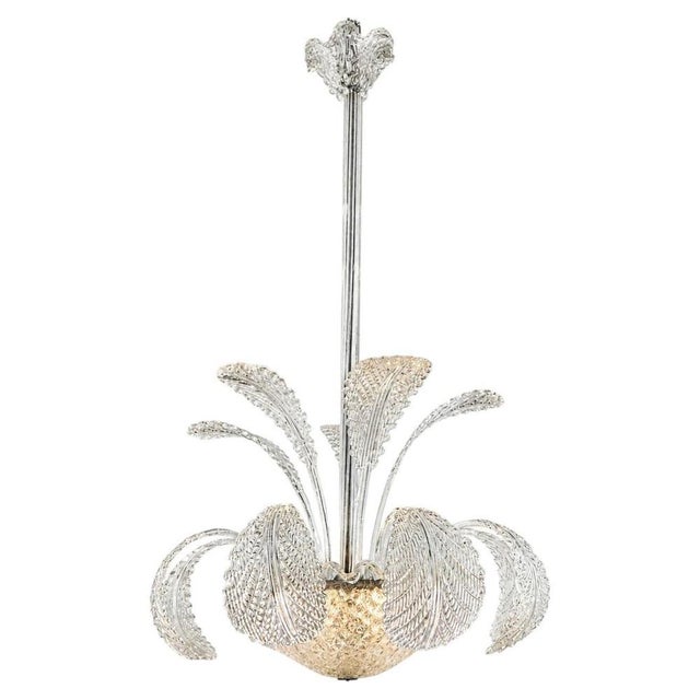 Mid-Century Modern Murano Glass Leaf Chandelier, Italy, 1940s For Sale - Image 13 of 13