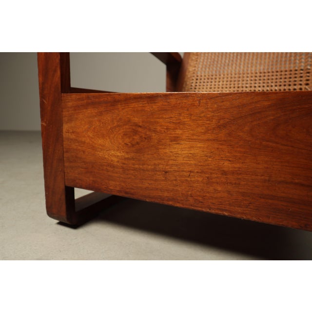Mid-Century Architectural Teak Lounge Chair with Cane Seat, 1950s For Sale - Image 15 of 16