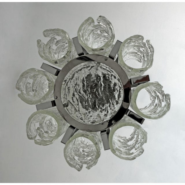 Metal Mid-Century Modern Murano Glass Chandelier by Mazzega, Italy, 1970s For Sale - Image 7 of 8