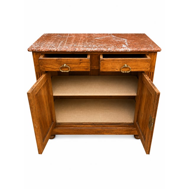 1950s Antique Low Sideboard with Marble Top, 1950s For Sale - Image 5 of 8