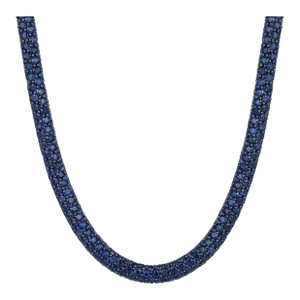 925 Silver Natural Deep Blue Sapphire Bold Beaded Necklace for Women