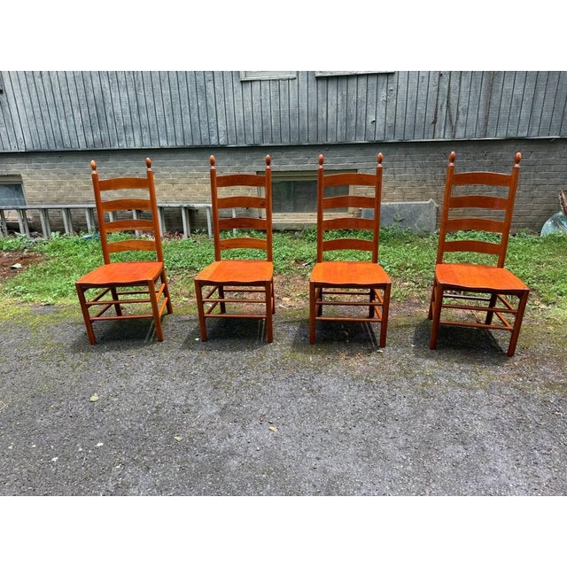 Vintage shaker style high ladder back solid wood dining chairs. Set of 4. Solid wood, sturdy and strong American made,...