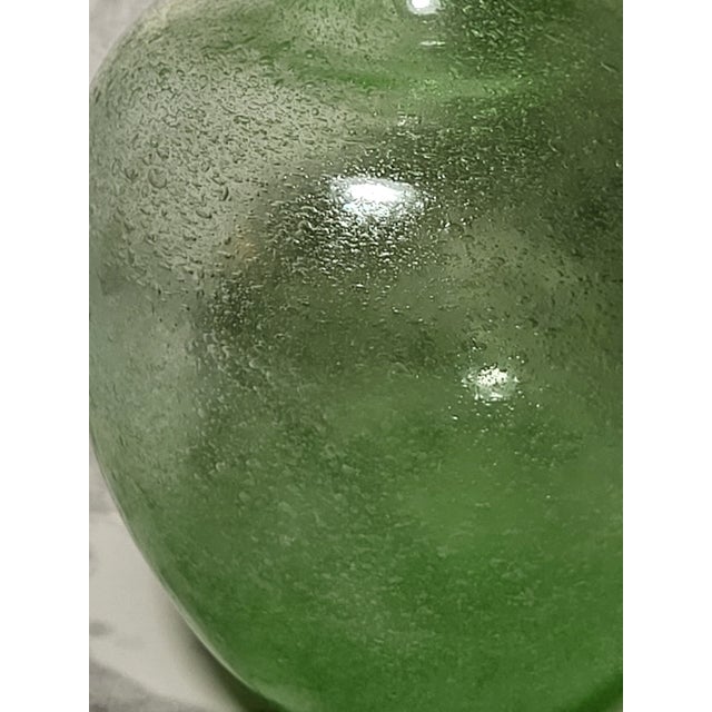 Italian Vintage Pulegoso Style Blown Glass Green Apothecary Jar For Sale - Image 3 of 12