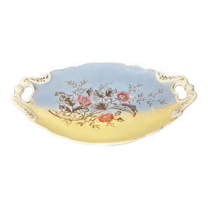 Late 19th Century German Victorian Gotha Thuringia Porcelain Transferware/Hand-Painted Gilded Floral Motif Double Handled Bowl