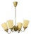 1950s Itsu Oy, Finnish Modern, Chandelier, Brass, Opal Glass For Sale