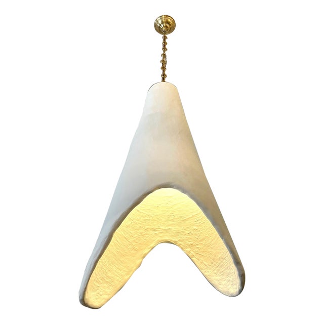 Organic Oversized Cone Pendant in French Plaster For Sale