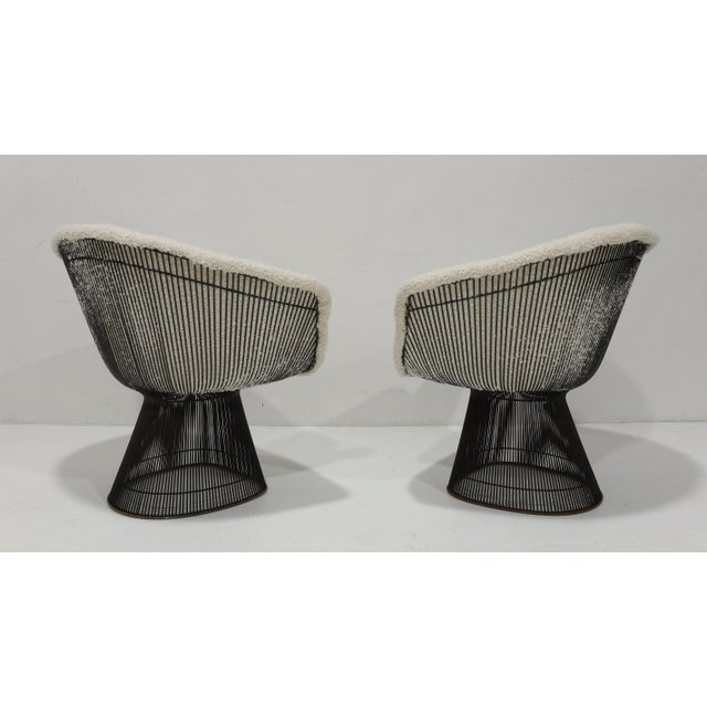Warren Platner for Knoll Bronze Frame Lounge Chairs in Holly Hunt Teddy For Sale In Dallas - Image 6 of 8