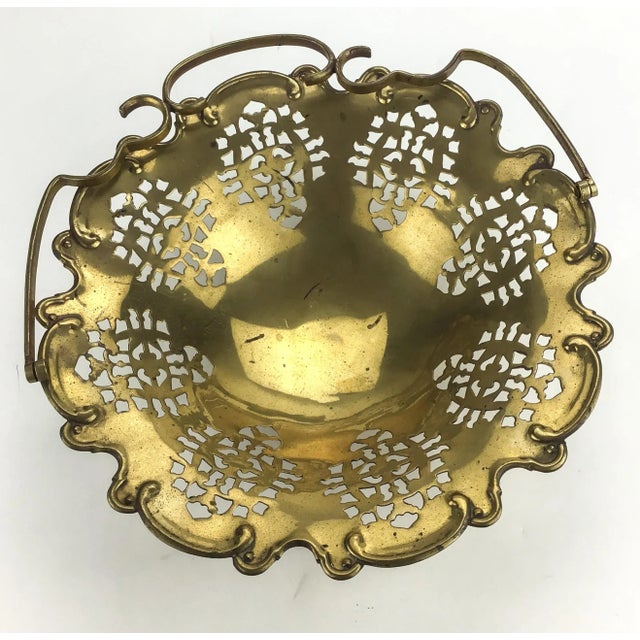 French Vintage Solid Brass French Fruit Basket For Sale - Image 3 of 12