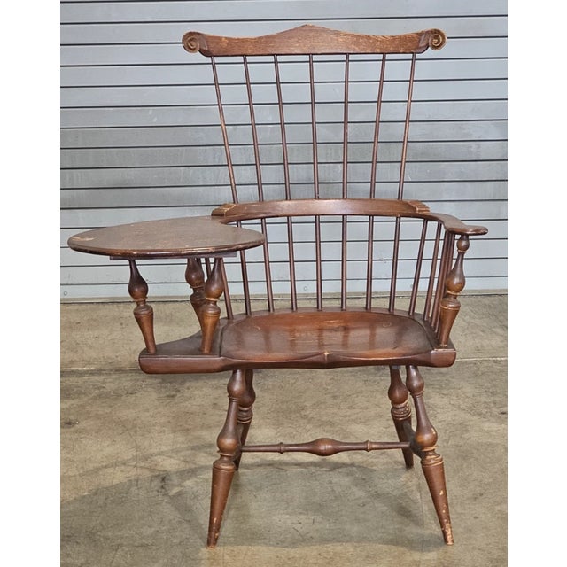 Store Item: D.R. DIMES Windsor Style Desk Writing Arm High Back Chair Bench Made New Hampshire Description: Chair features...