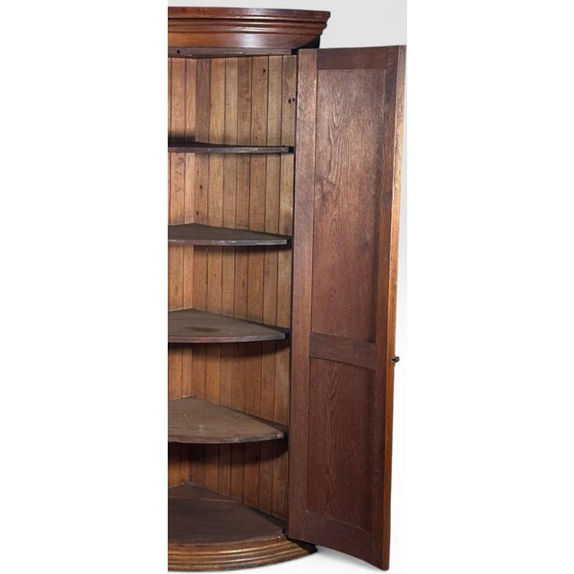 Antique Nineteenth Century American Country Pine Curved Bow Front Corner Cupboard Cabinet For Sale - Image 9 of 14