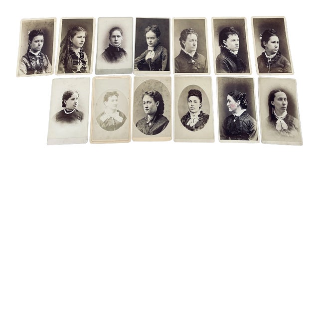 Late 19th Century Victorian Portrait Studio Cards of Women - Set of 13 For Sale
